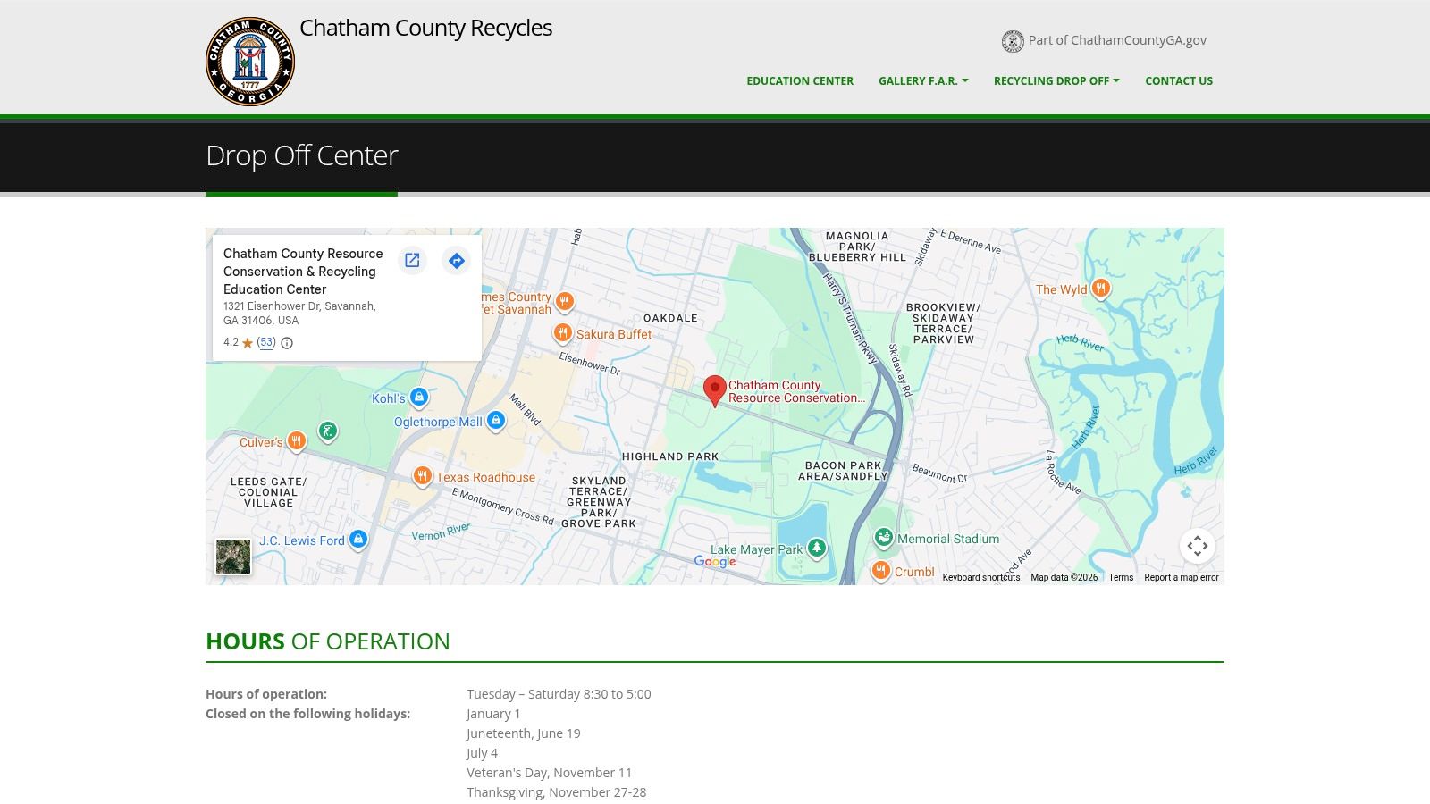 Chatham County Recycles &ndash; Eisenhower Drop‑Off Center