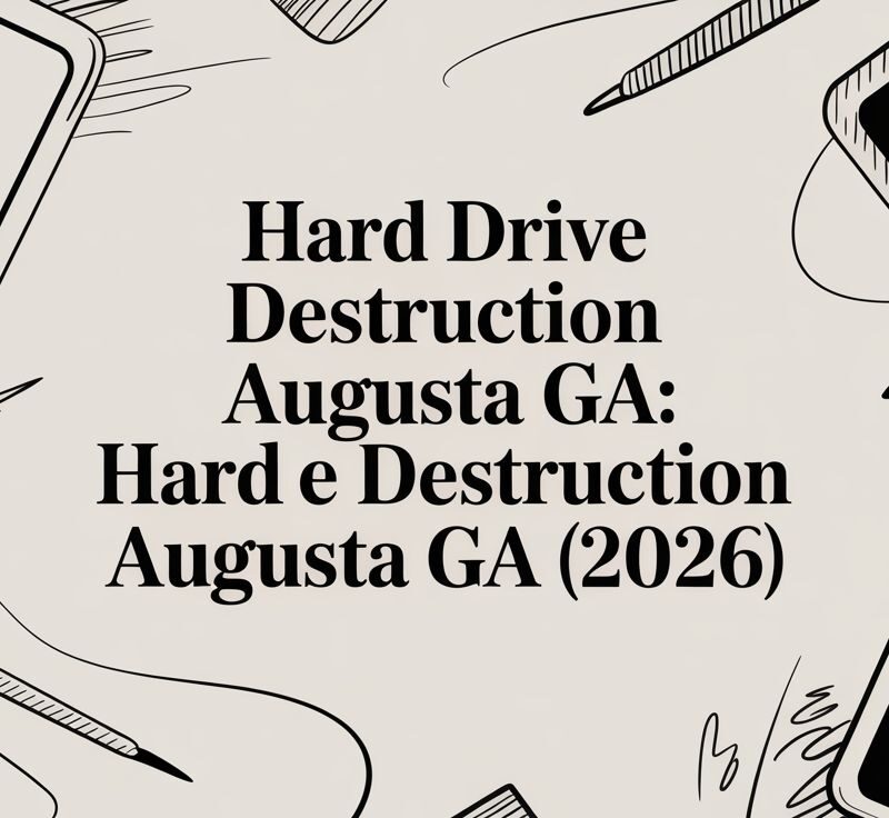 Hard Drive Destruction Augusta GA graphic featuring text on data disposal services and e-waste recycling.