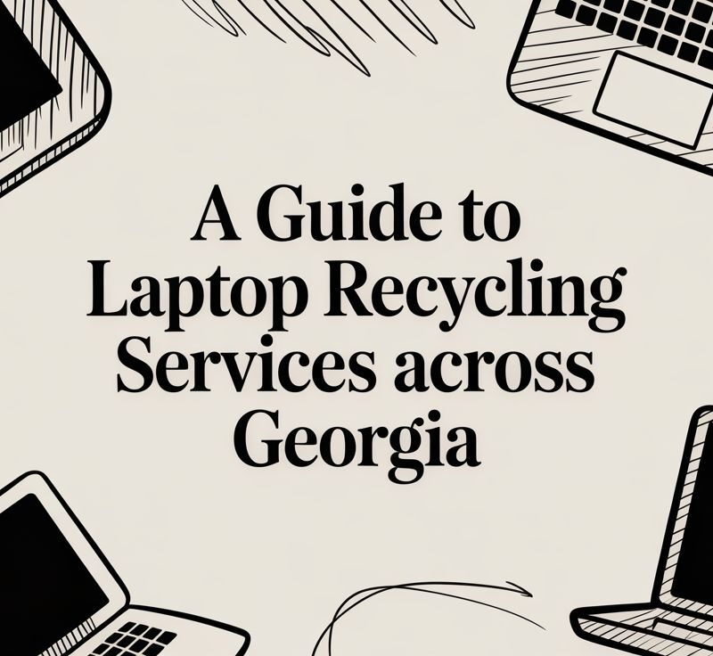 A Guide to Laptop Recycling Services across Georgia with illustrated laptops in a creative layout.