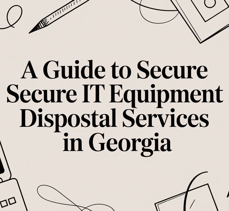 A Guide to Secure IT Equipment Disposal Services in Georgia with electronic devices and recycling elements.