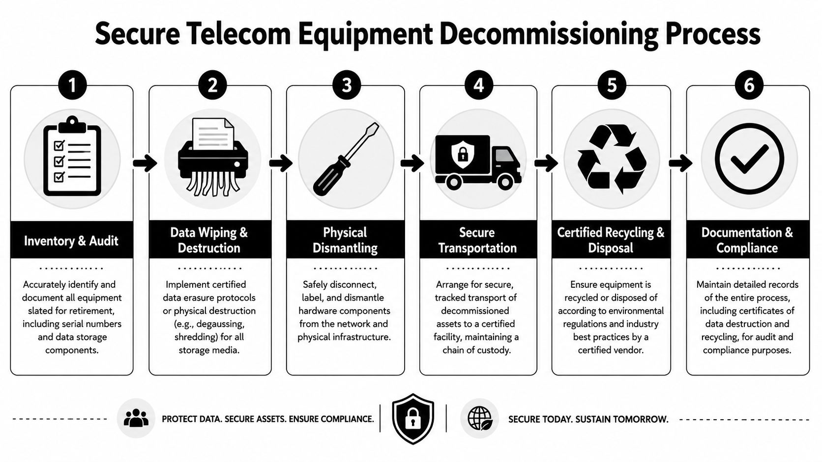 Securely Managing Retired and Decommissioned Telecom Gear